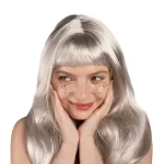 Peruka- długie włosy, srebrna