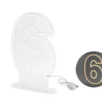 WYNAJEM- Neon LED – Cyfra ”6”, biały, 50cm
